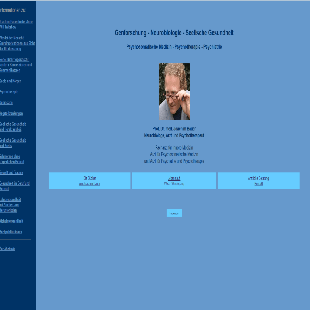 Screenshot der Website Prof Dr. med Joachim Bauer