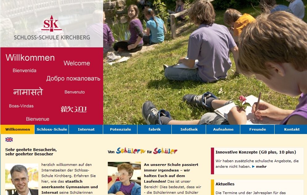 Screenshot der Schlossschule Kirchberg Website
